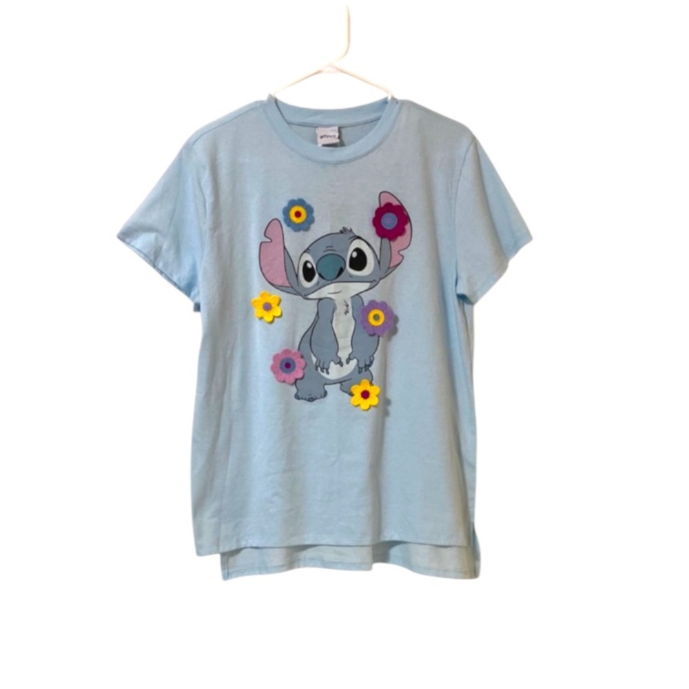 Disney Stitch Graphic Blue Short Sleeve Tee  Playful Graphic Design Size Medium